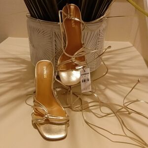 Express Gold Strappy Women's Heels